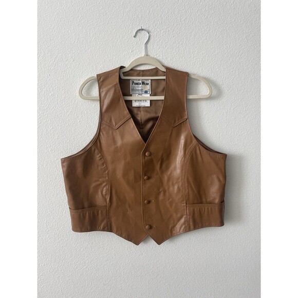 Pioneer Wear Other - Pioneer Wear Genuine Leather Vest Size 44 Sadl Western Vintage Cowboy 80s VTG